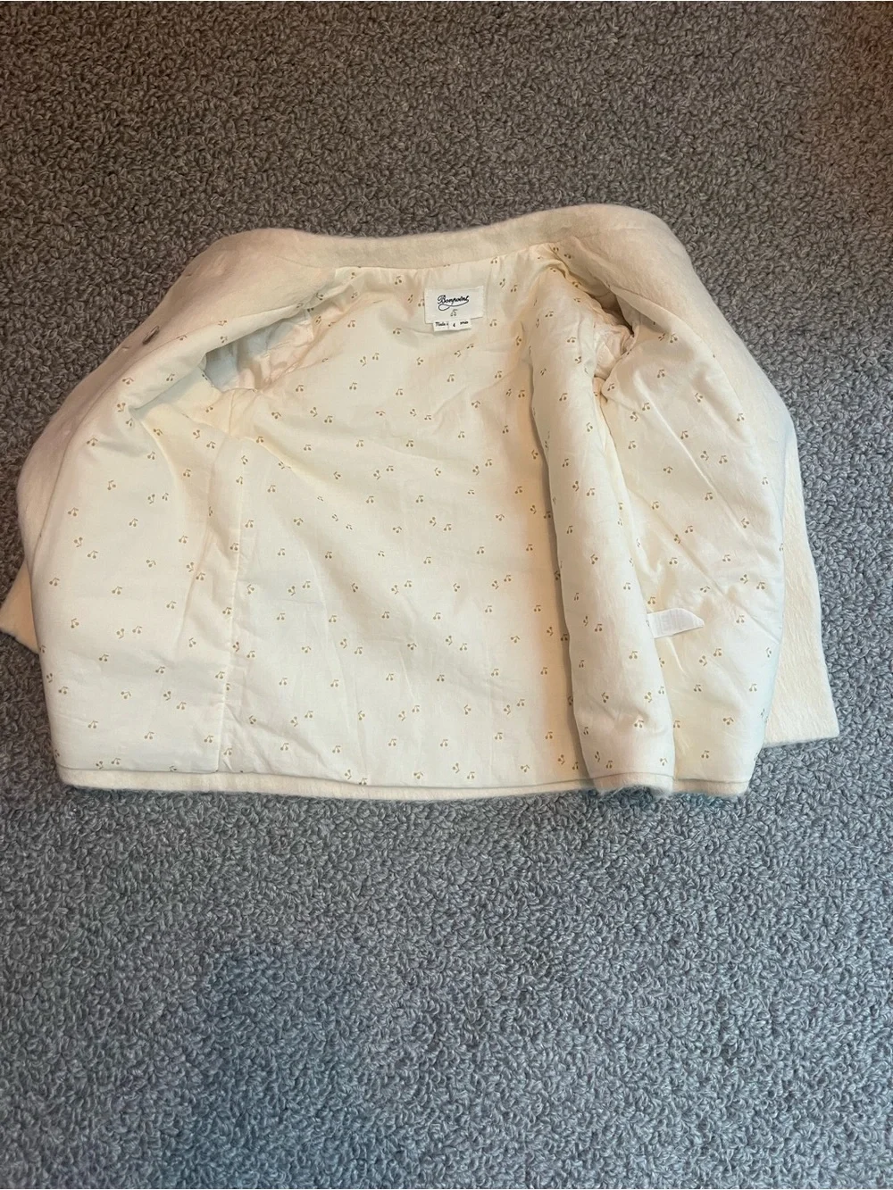 Bonpoint Girls' Cream Double-Breasted Wool Blend  Coat